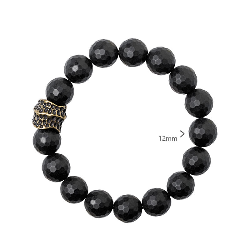 Bransoletka ochronna Buddha Stones Matte Frosting Black Onyx Copper Brass