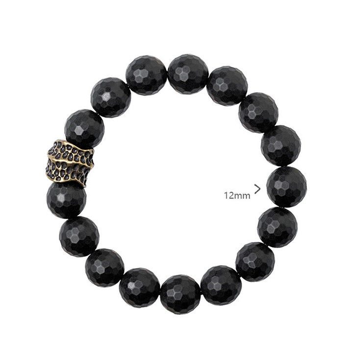 Bransoletka ochronna Buddha Stones Matte Frosting Black Onyx Copper Brass