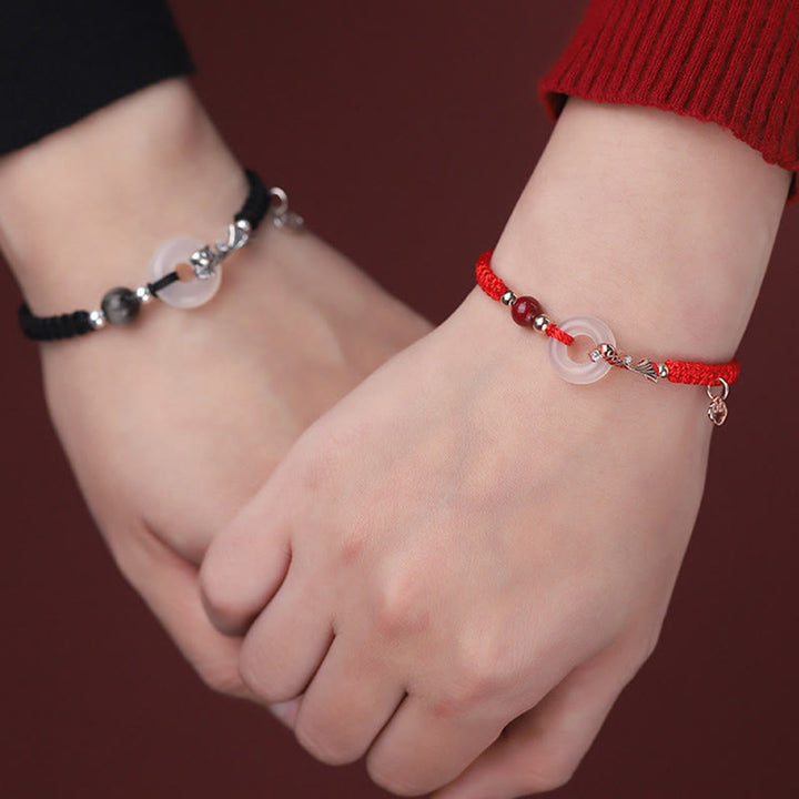 Buddha Stones Ręcznie robione Chalcedon Klamra Pokoju Ryba Koi 925 Srebro Pleciony Sznurek Pozytywna Bransoletka dla Par - image 14