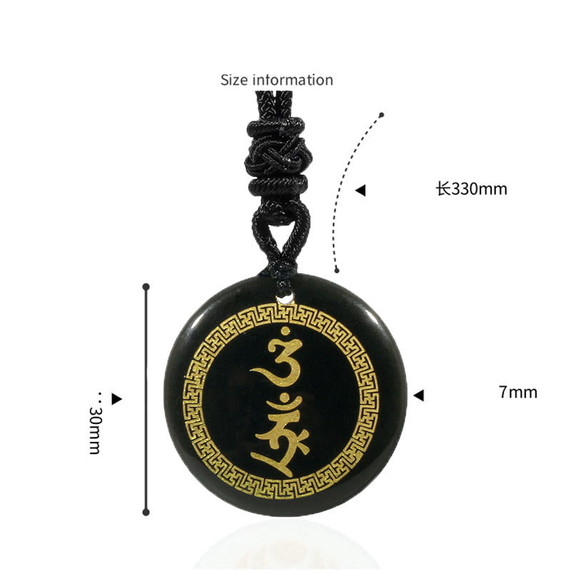 Buddha Stones otaczające wzór swastyki Wadżra Ochrona Mantra Naturalny Różnorodny Kryształ Czarny Obsydian Spełnienie Naszyjnik Wisiorek