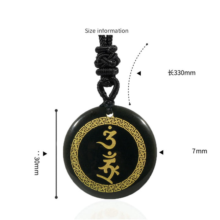 Buddha Stones otaczające wzór swastyki Wadżra Ochrona Mantra Naturalny Różnorodny Kryształ Czarny Obsydian Spełnienie Naszyjnik Wisiorek