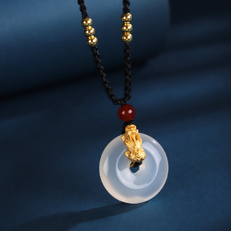 Buddha Stones Czarny Onyks Biały Agat Klamra Pokoju 999 Srebro Złota Naszyjnik PiXiu Fortune Wisiorek - image 10