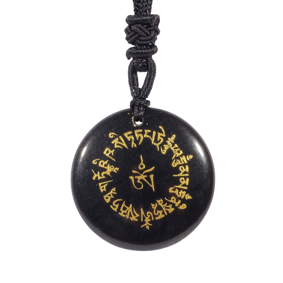 Buddha Stones Mantra do zbierania fortuny Naturalny Różnorodny Kryształ Czarny Obsydian Spełnienie Naszyjnik Wisiorek - Czarny obsydian - image 0