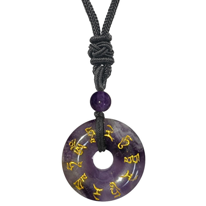Buddha Stones Zielona Tara Mantra Naturalny Różnorodny Kryształ Czarny Obsydian Spełnienie Naszyjnik Wisiorek