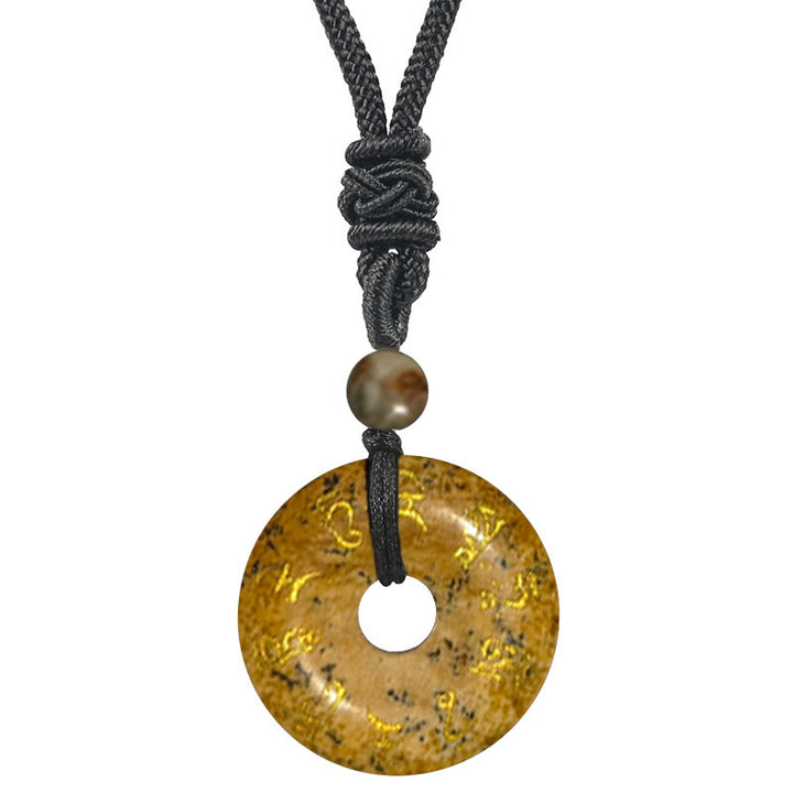 Buddha Stones Zielona Tara Mantra Naturalny Różnorodny Kryształ Czarny Obsydian Spełnienie Naszyjnik Wisiorek