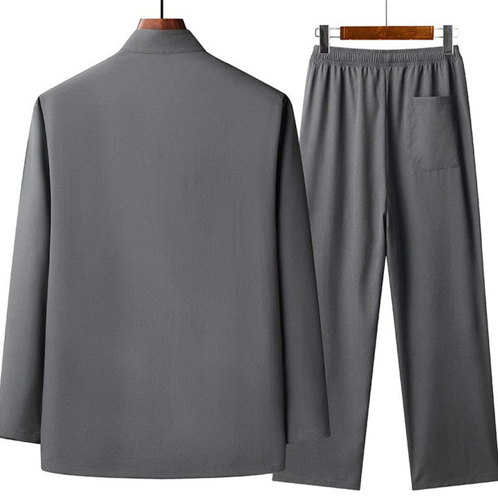 Buddha Stones Chiński Nowy Rok Haftowany Fu Tang Garnitur Hanfu Długi Rękaw Spodnie Odzież Męski Zestaw - image 5