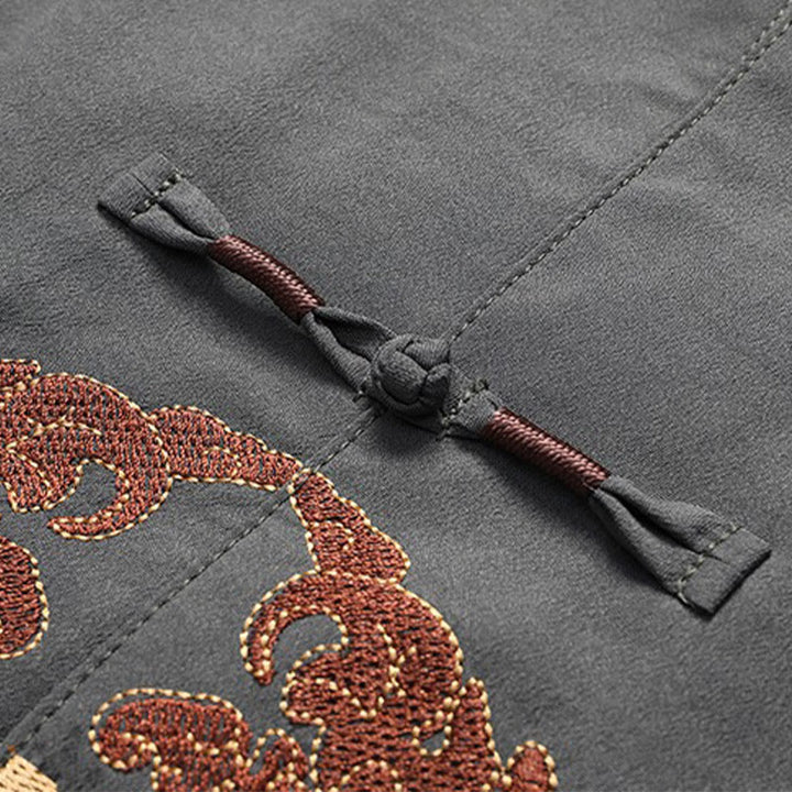 Buddha Stones Chiński Nowy Rok Haftowany Fu Tang Garnitur Hanfu Długi Rękaw Spodnie Odzież Męski Zestaw - image 7