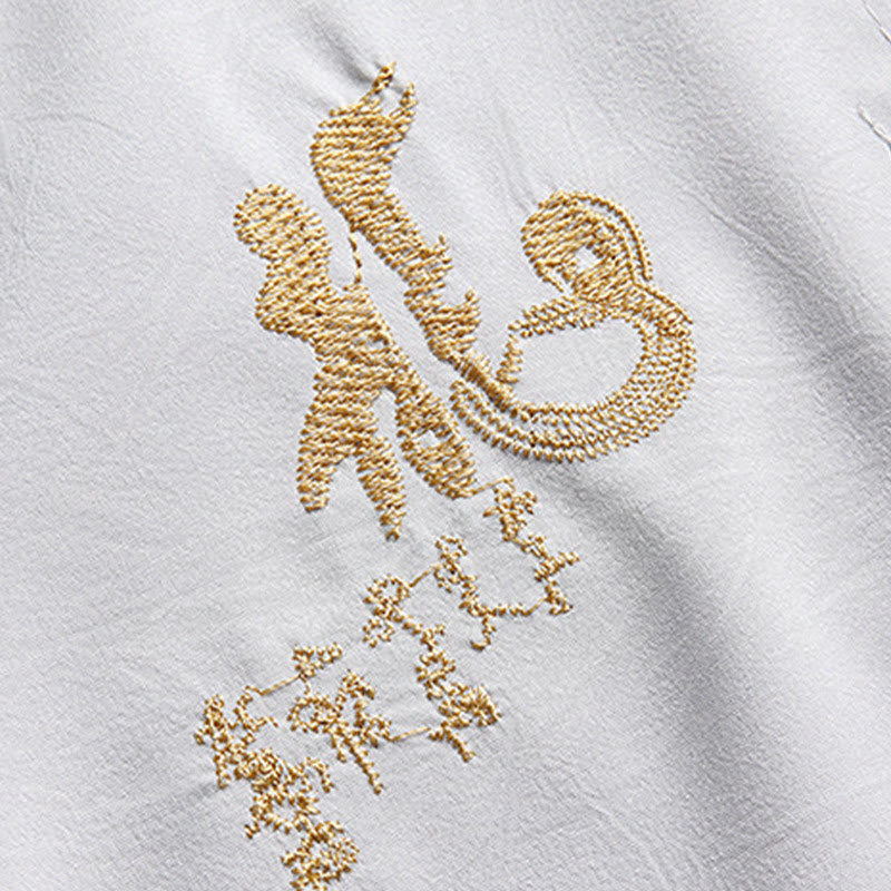 Buddha Stones Chiński Nowy Rok Haft Smok Żaba-guzik Strój Tang Hanfu Tradycyjny Mundur Długi Rękaw Top Spodnie Odzież Męski Zestaw - image 8