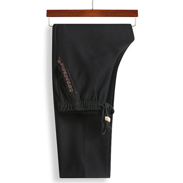 Buddha Stones Chiński Nowy Rok Haftowany Strój Tang Hanfu Tradycyjny Mundur Długi Rękaw Spodnie Odzież Męski Zestaw - image 5