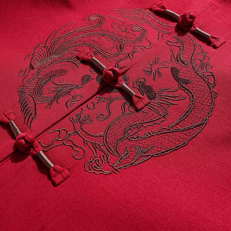 Buddha Stones Chiński Nowy Rok Haftowany Strój Tang Hanfu Tradycyjny Mundur Długi Rękaw Spodnie Odzież Męski Zestaw - image 9