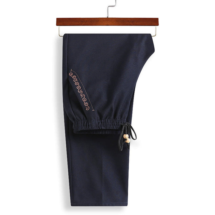 Buddha Stones Chiński Nowy Rok Haftowany Strój Tang Hanfu Tradycyjny Mundur Długi Rękaw Spodnie Odzież Męski Zestaw - image 3