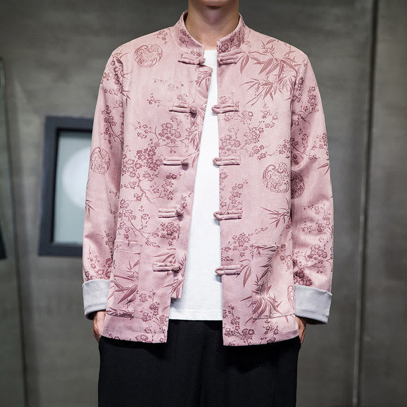 Buddha Stones Chiński Nowy Rok Ubrania Kwiaty Bambus Jednolity Kolor Mankiet Żabka Guzik Tang Garnitur Bawełna Męska Kurtka Koszula Z Kieszeniami - image 34