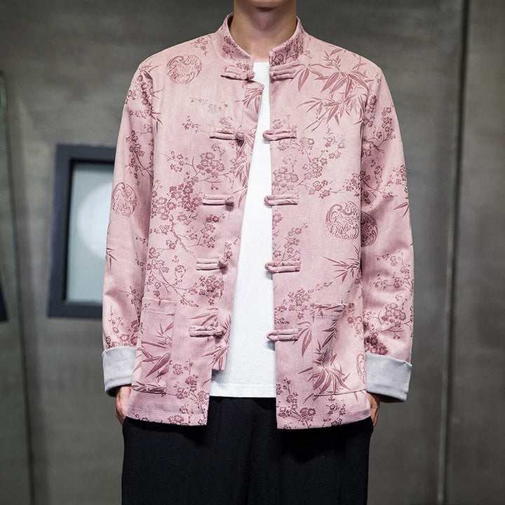 Buddha Stones Chiński Nowy Rok Ubrania Kwiaty Bambus Jednolity Kolor Mankiet Żabka Guzik Tang Garnitur Bawełna Męska Kurtka Koszula Z Kieszeniami - image 34
