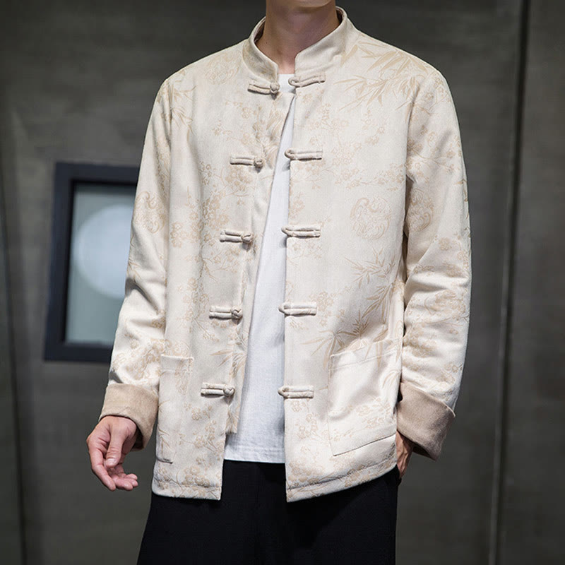 Buddha Stones Chiński Nowy Rok Ubrania Kwiaty Bambus Jednolity Kolor Mankiet Żabka Guzik Tang Garnitur Bawełna Męska Kurtka Koszula Z Kieszeniami - image 46