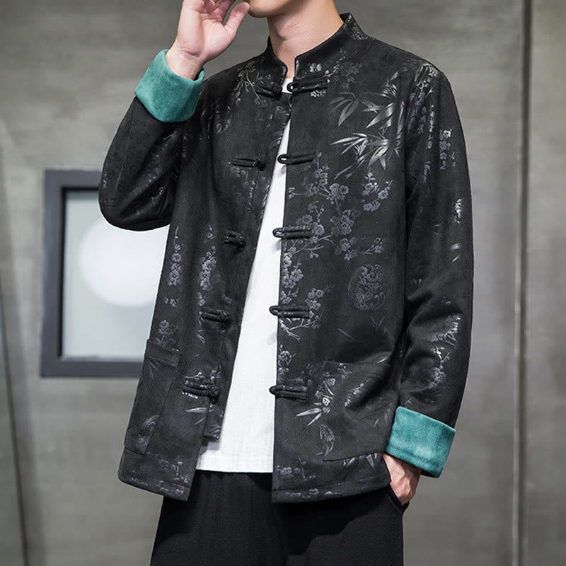 Buddha Stones Chiński Nowy Rok Ubrania Kwiaty Bambus Jednolity Kolor Mankiet Żabka Guzik Tang Garnitur Bawełna Męska Kurtka Koszula Z Kieszeniami - image 29