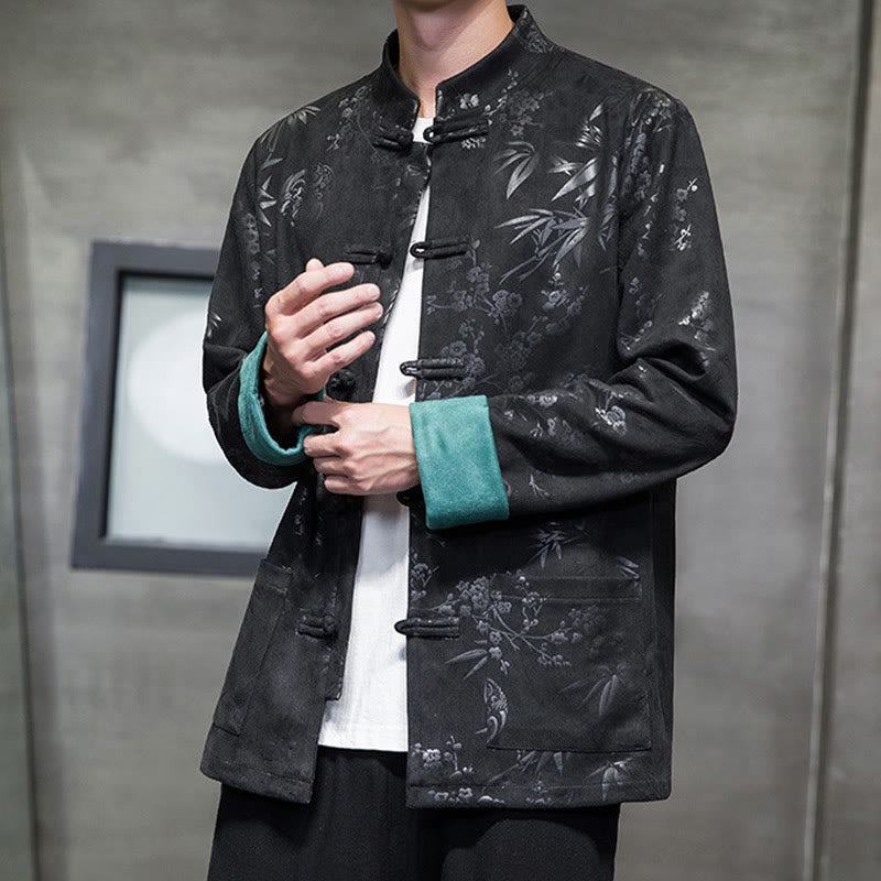 Buddha Stones Chiński Nowy Rok Ubrania Kwiaty Bambus Jednolity Kolor Mankiet Żabka Guzik Tang Garnitur Bawełna Męska Kurtka Koszula Z Kieszeniami - image 31