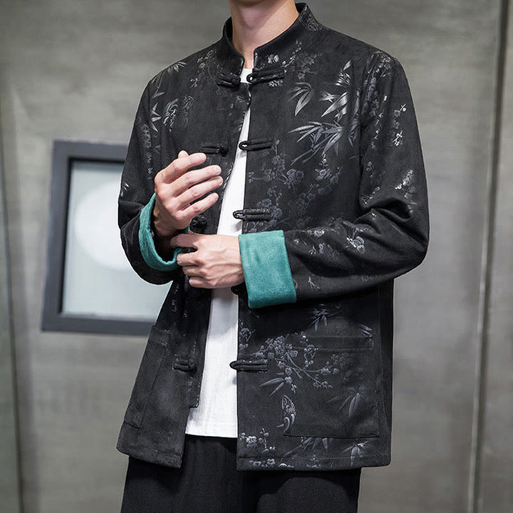 Buddha Stones Chiński Nowy Rok Ubrania Kwiaty Bambus Jednolity Kolor Mankiet Żabka Guzik Tang Garnitur Bawełna Męska Kurtka Koszula Z Kieszeniami - image 31