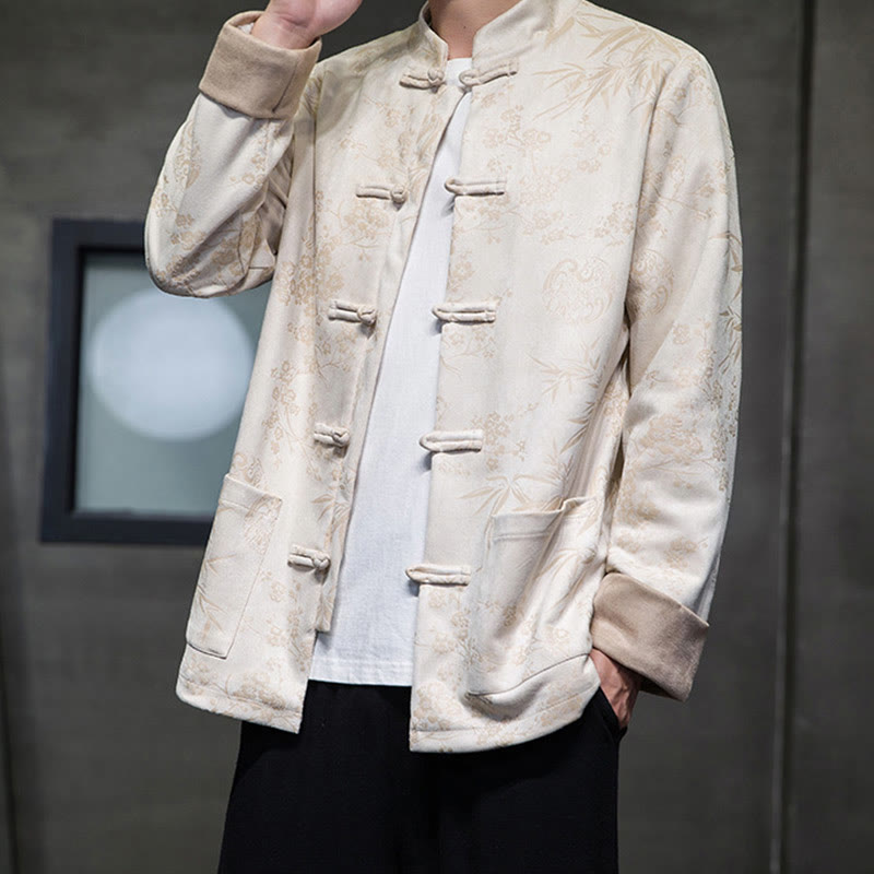 Buddha Stones Chiński Nowy Rok Ubrania Kwiaty Bambus Jednolity Kolor Mankiet Żabka Guzik Tang Garnitur Bawełna Męska Kurtka Koszula Z Kieszeniami - image 49