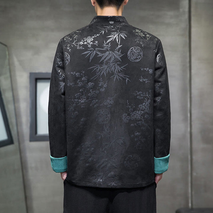 Buddha Stones Chiński Nowy Rok Ubrania Kwiaty Bambus Jednolity Kolor Mankiet Żabka Guzik Tang Garnitur Bawełna Męska Kurtka Koszula Z Kieszeniami - image 27