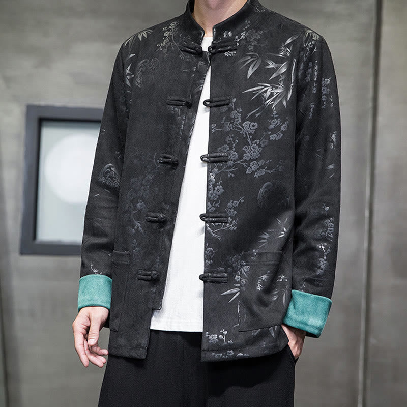 Buddha Stones Chiński Nowy Rok Ubrania Kwiaty Bambus Jednolity Kolor Mankiet Żabka Guzik Tang Garnitur Bawełna Męska Kurtka Koszula Z Kieszeniami - image 30