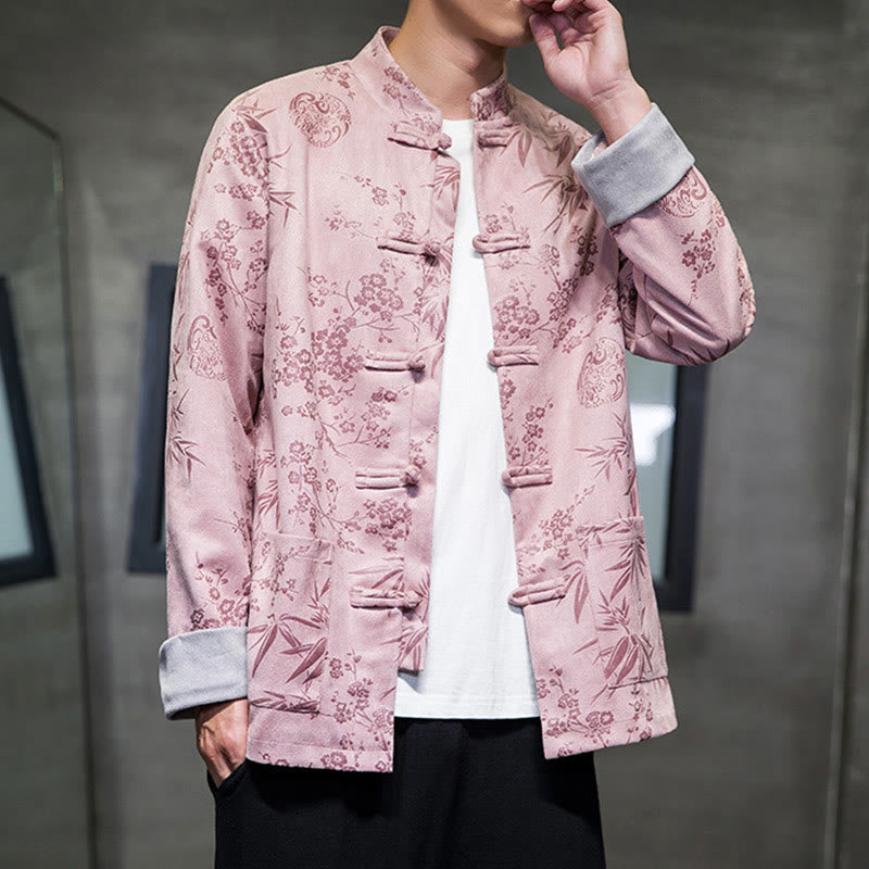 Buddha Stones Chiński Nowy Rok Ubrania Kwiaty Bambus Jednolity Kolor Mankiet Żabka Guzik Tang Garnitur Bawełna Męska Kurtka Koszula Z Kieszeniami - image 41