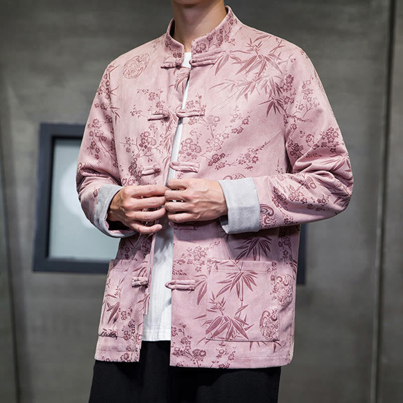 Buddha Stones Chiński Nowy Rok Ubrania Kwiaty Bambus Jednolity Kolor Mankiet Żabka Guzik Tang Garnitur Bawełna Męska Kurtka Koszula Z Kieszeniami - image 39