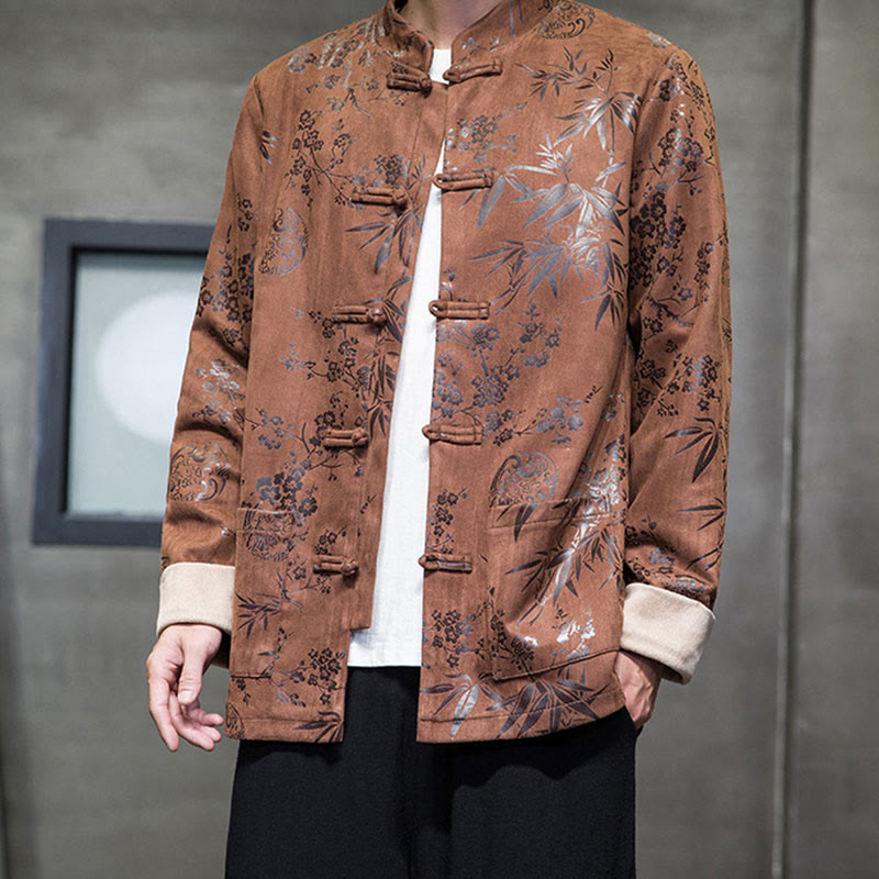 Buddha Stones Chiński Nowy Rok Ubrania Kwiaty Bambus Jednolity Kolor Mankiet Żabka Guzik Tang Garnitur Bawełna Męska Kurtka Koszula Z Kieszeniami - image 11