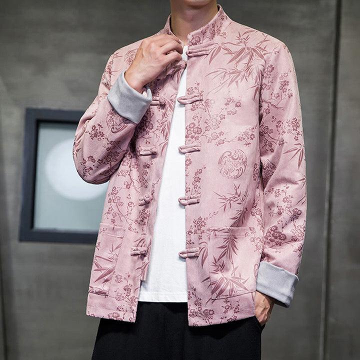 Buddha Stones Chiński Nowy Rok Ubrania Kwiaty Bambus Jednolity Kolor Mankiet Żabka Guzik Tang Garnitur Bawełna Męska Kurtka Koszula Z Kieszeniami - image 38