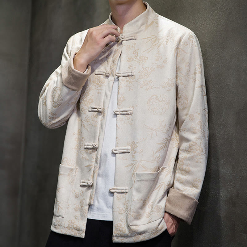 Buddha Stones Chiński Nowy Rok Ubrania Kwiaty Bambus Jednolity Kolor Mankiet Żabka Guzik Tang Garnitur Bawełna Męska Kurtka Koszula Z Kieszeniami - image 45