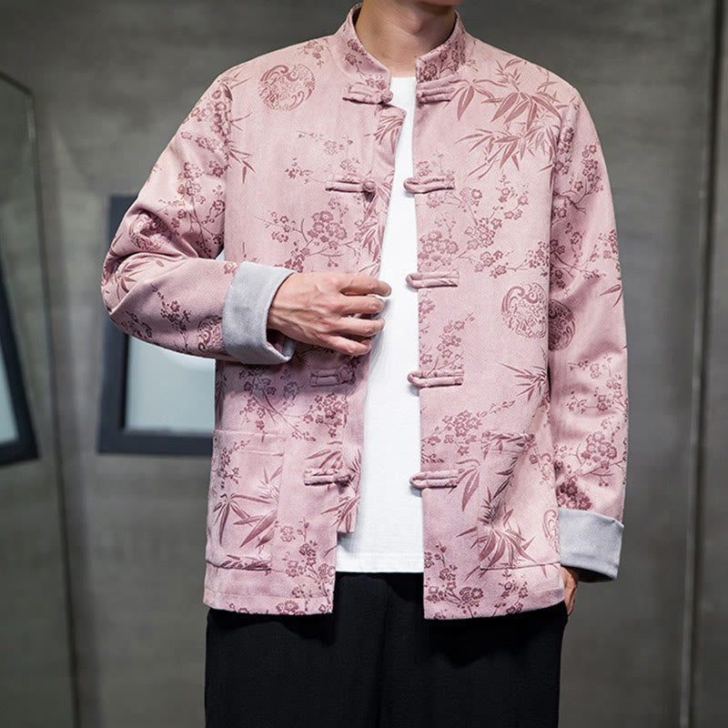 Buddha Stones Chiński Nowy Rok Ubrania Kwiaty Bambus Jednolity Kolor Mankiet Żabka Guzik Tang Garnitur Bawełna Męska Kurtka Koszula Z Kieszeniami - image 42