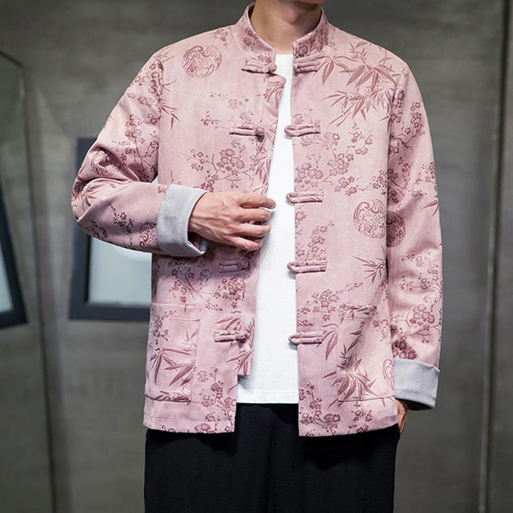 Buddha Stones Chiński Nowy Rok Ubrania Kwiaty Bambus Jednolity Kolor Mankiet Żabka Guzik Tang Garnitur Bawełna Męska Kurtka Koszula Z Kieszeniami - image 42