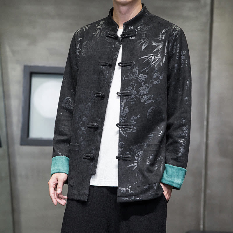 Buddha Stones Chiński Nowy Rok Ubrania Kwiaty Bambus Jednolity Kolor Mankiet Żabka Guzik Tang Garnitur Bawełna Męska Kurtka Koszula Z Kieszeniami - image 28