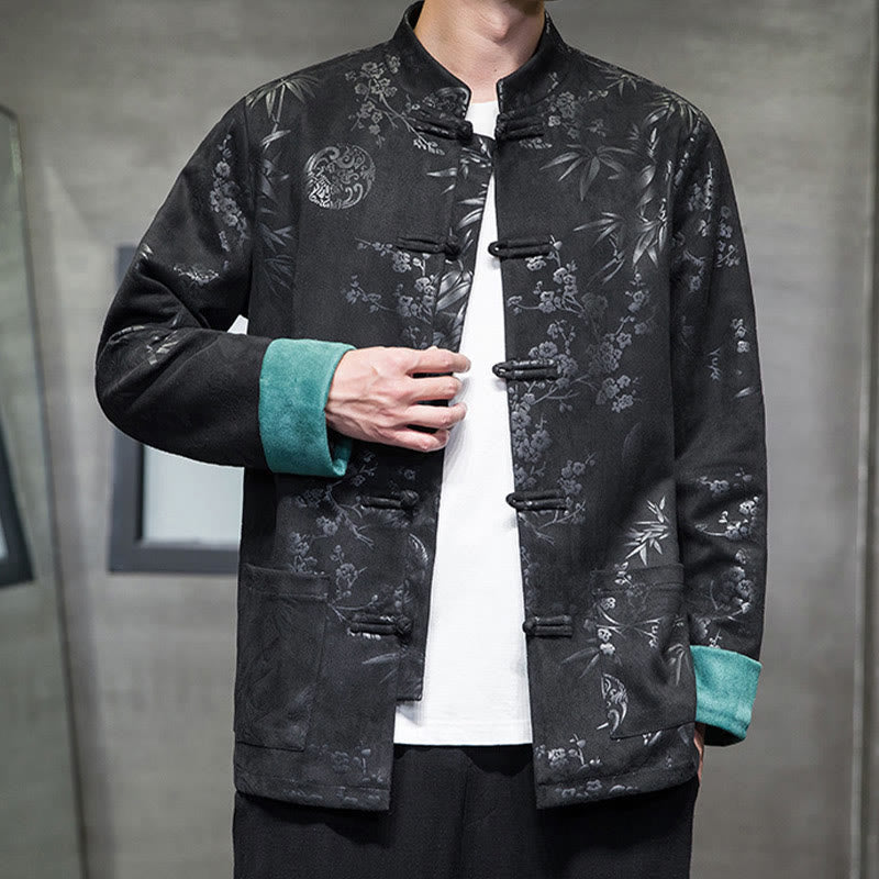 Buddha Stones Chiński Nowy Rok Ubrania Kwiaty Bambus Jednolity Kolor Mankiet Żabka Guzik Tang Garnitur Bawełna Męska Kurtka Koszula Z Kieszeniami - image 25