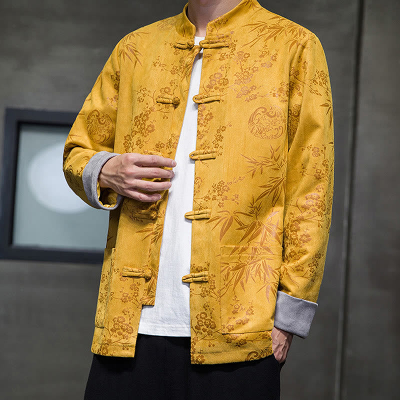 Buddha Stones Chiński Nowy Rok Ubrania Kwiaty Bambus Jednolity Kolor Mankiet Żabka Guzik Tang Garnitur Bawełna Męska Kurtka Koszula Z Kieszeniami - image 8
