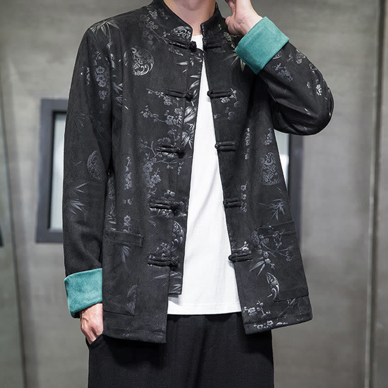 Buddha Stones Chiński Nowy Rok Ubrania Kwiaty Bambus Jednolity Kolor Mankiet Żabka Guzik Tang Garnitur Bawełna Męska Kurtka Koszula Z Kieszeniami - image 24