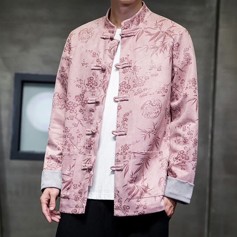Buddha Stones Chiński Nowy Rok Ubrania Kwiaty Bambus Jednolity Kolor Mankiet Żabka Guzik Tang Garnitur Bawełna Męska Kurtka Koszula Z Kieszeniami - image 40