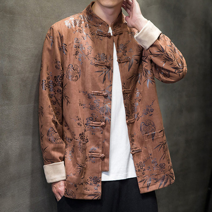 Buddha Stones Chiński Nowy Rok Ubrania Kwiaty Bambus Jednolity Kolor Mankiet Żabka Guzik Tang Garnitur Bawełna Męska Kurtka Koszula Z Kieszeniami - image 17