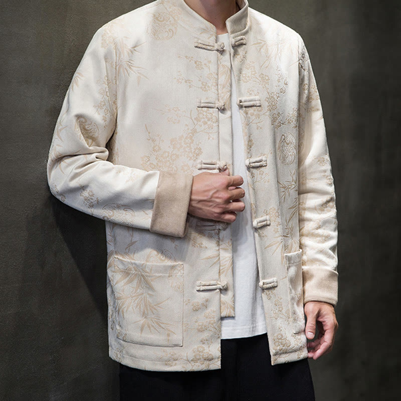 Buddha Stones Chiński Nowy Rok Ubrania Kwiaty Bambus Jednolity Kolor Mankiet Żabka Guzik Tang Garnitur Bawełna Męska Kurtka Koszula Z Kieszeniami - image 52