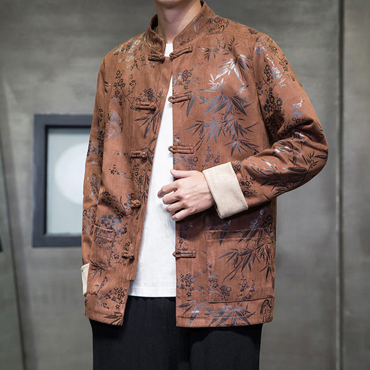 Buddha Stones Chiński Nowy Rok Ubrania Kwiaty Bambus Jednolity Kolor Mankiet Żabka Guzik Tang Garnitur Bawełna Męska Kurtka Koszula Z Kieszeniami - image 18