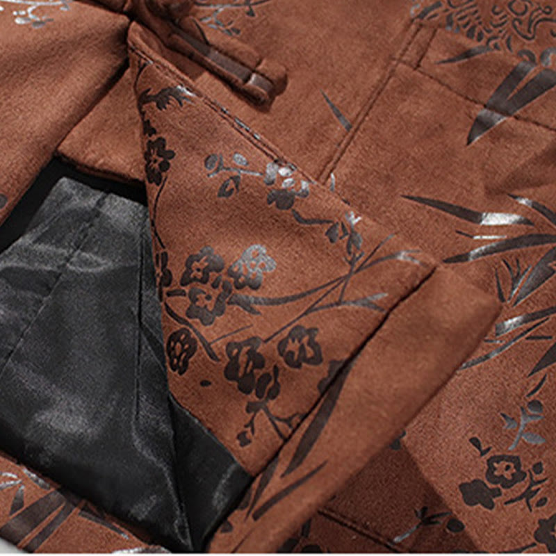 Buddha Stones Chiński Nowy Rok Ubrania Kwiaty Bambus Jednolity Kolor Mankiet Żabka Guzik Tang Garnitur Bawełna Męska Kurtka Koszula Z Kieszeniami - image 21