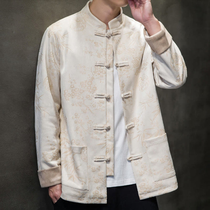 Buddha Stones Chiński Nowy Rok Ubrania Kwiaty Bambus Jednolity Kolor Mankiet Żabka Guzik Tang Garnitur Bawełna Męska Kurtka Koszula Z Kieszeniami - image 51