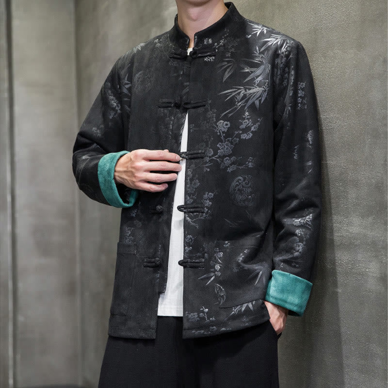 Buddha Stones Chiński Nowy Rok Ubrania Kwiaty Bambus Jednolity Kolor Mankiet Żabka Guzik Tang Garnitur Bawełna Męska Kurtka Koszula Z Kieszeniami - image 26