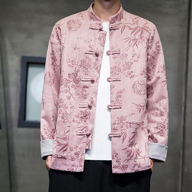Buddha Stones Chiński Nowy Rok Ubrania Kwiaty Bambus Jednolity Kolor Mankiet Żabka Guzik Tang Garnitur Bawełna Męska Kurtka Koszula Z Kieszeniami - image 36