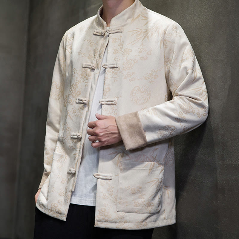 Buddha Stones Chiński Nowy Rok Ubrania Kwiaty Bambus Jednolity Kolor Mankiet Żabka Guzik Tang Garnitur Bawełna Męska Kurtka Koszula Z Kieszeniami - image 44