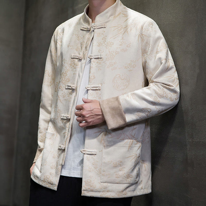 Buddha Stones Chiński Nowy Rok Ubrania Kwiaty Bambus Jednolity Kolor Mankiet Żabka Guzik Tang Garnitur Bawełna Męska Kurtka Koszula Z Kieszeniami - image 44