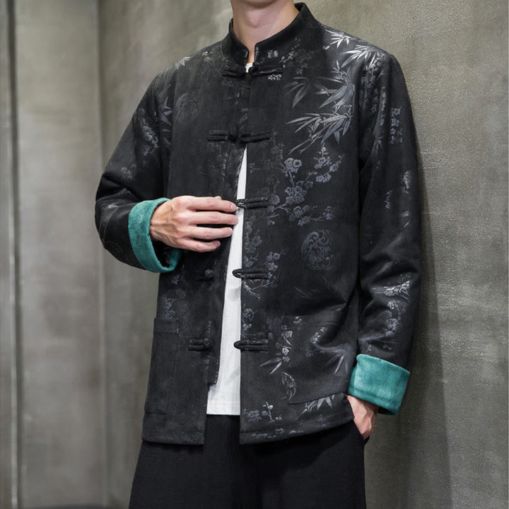 Buddha Stones Chiński Nowy Rok Ubrania Kwiaty Bambus Jednolity Kolor Mankiet Żabka Guzik Tang Garnitur Bawełna Męska Kurtka Koszula Z Kieszeniami - image 26