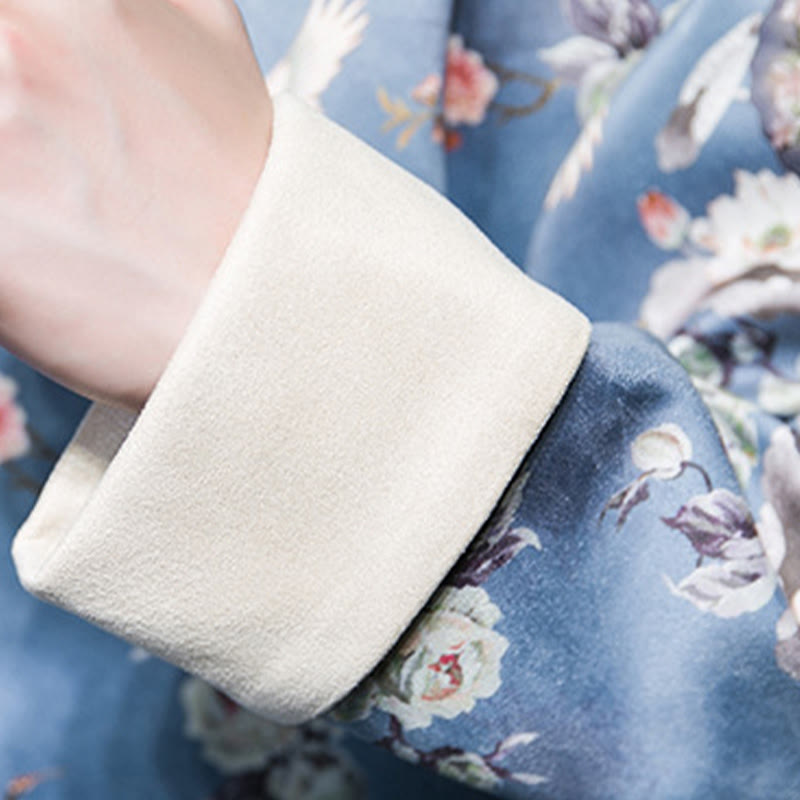 Buddha Stones Chiński Nowy Rok Ubrania Kwiaty Fan Ptaki Żaba-guzik Tang Garnitur Bawełna Męska Kurtka Koszula Z Kieszeniami - image 18