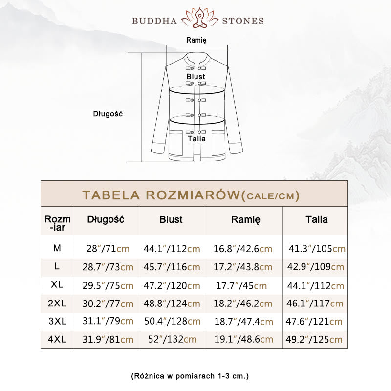 Buddha Stones Smok Haft Żaba-guzik Poliester Męska Kurtka Koszula Odzież Z Kieszeniami - image 5