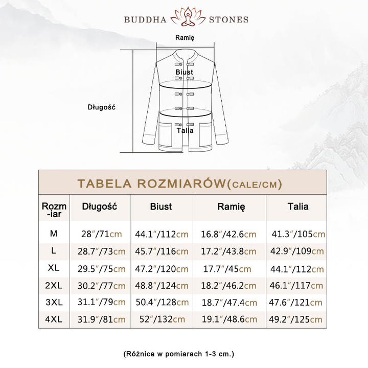 Buddha Stones Smok Haft Żaba-guzik Poliester Męska Kurtka Koszula Odzież Z Kieszeniami - image 5