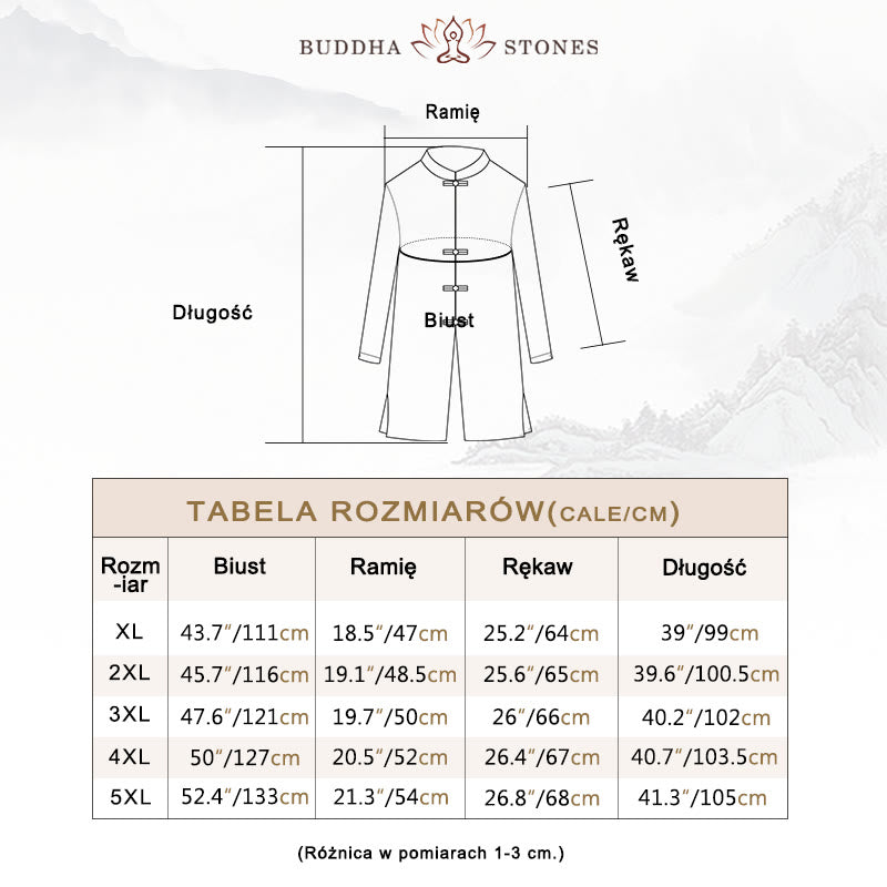 Buddha Stones Fall Simple Frog-Button Linen Męski Średniej Długości Płaszcz Zen Odzież - image 5